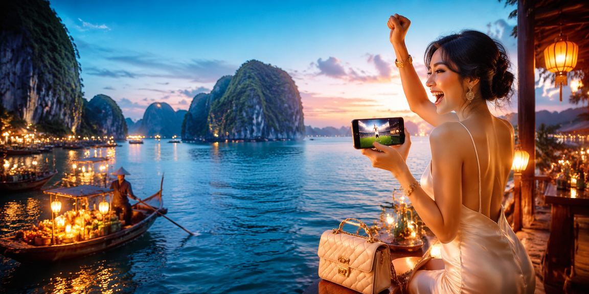 Người chơi trải nghiệm cá cược trực tuyến tại khu vực vịnh Hạ Long với giao diện tiếng Việt trên thiết bị di động