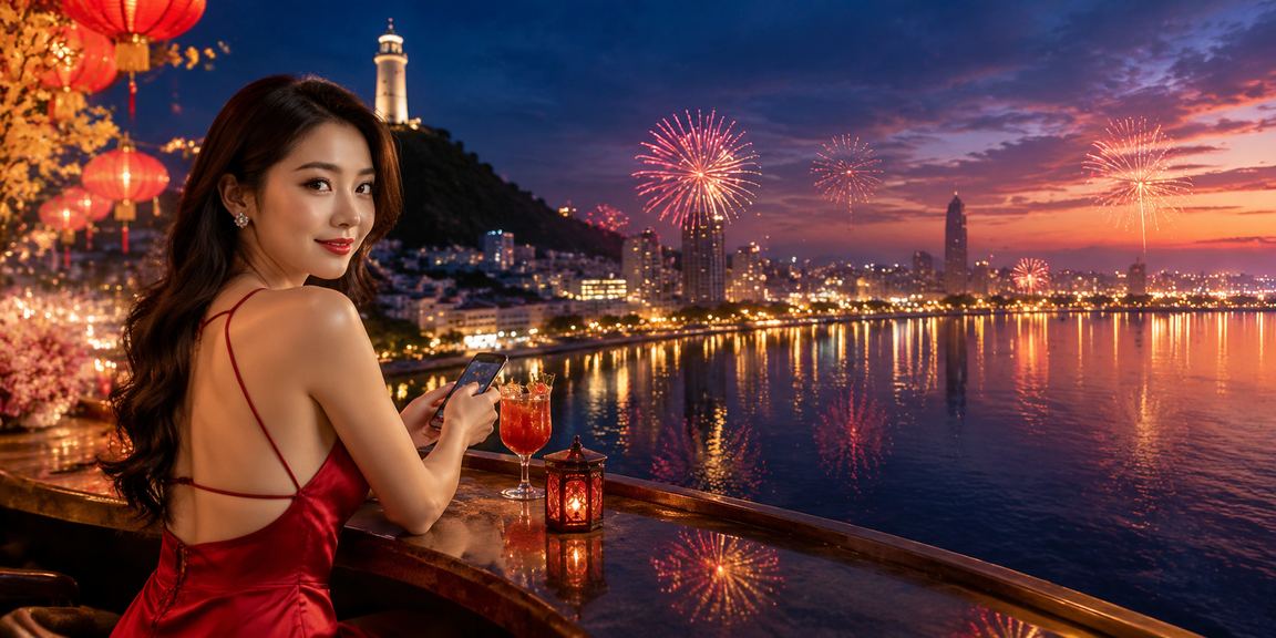Nhóm bạn tại Vũng Tàu xem kèo trận đấu trên smartphone trong buổi tối