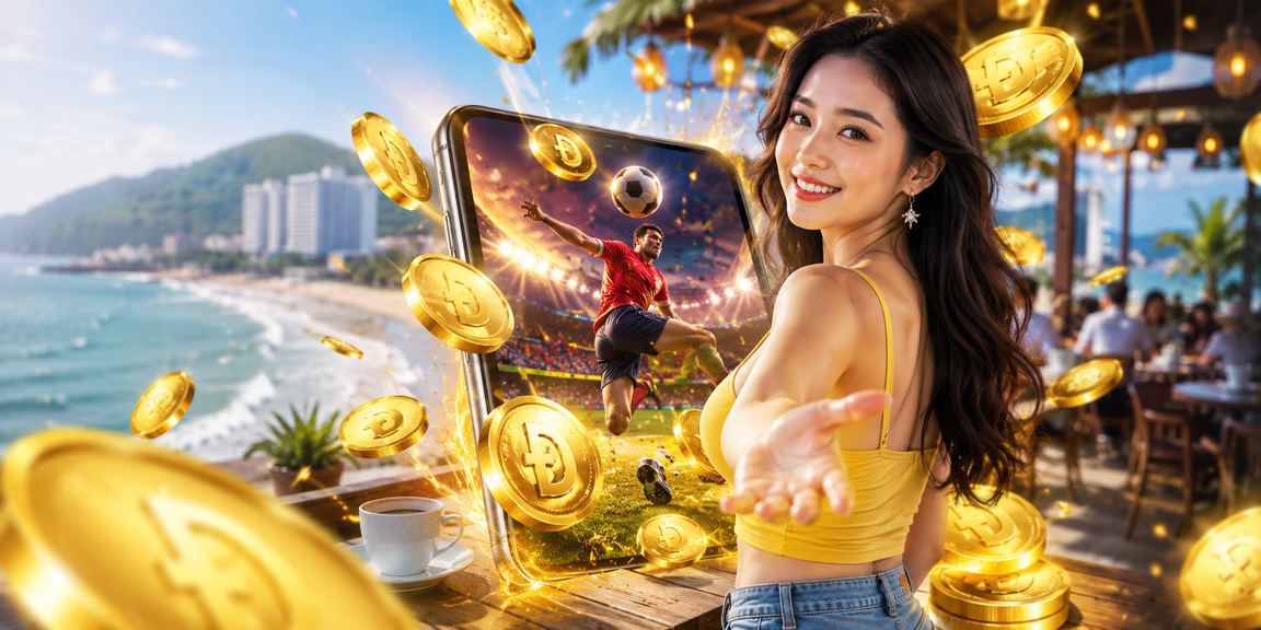 Người dùng Vũng Tàu xem kết quả cá cược thể thao trên điện thoại tại quán cà phê